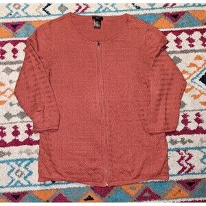 Ann Taylor Medium Burnt Orange Knit Zip Front Cardigan Petite